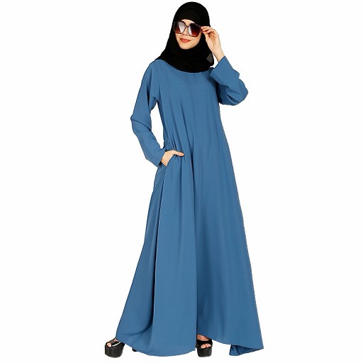 A-line inner abaya with a complementary Hijab- French Blue